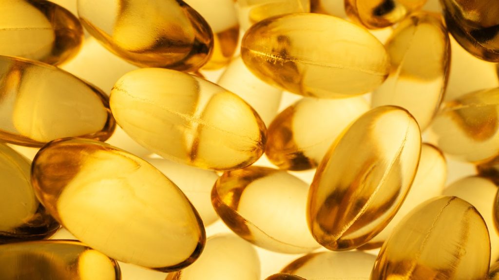 Closeup of omega-3 supplements